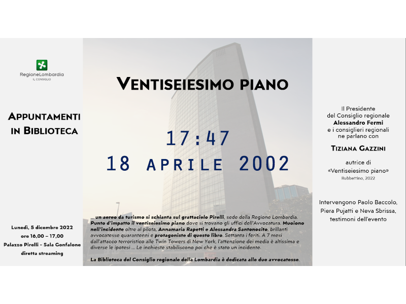 PLEF - Presentazione "Ventiseiesimo piano" di T. Gazzini