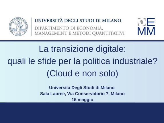 PLEF - Convegno UNIMI - La transizione digitale: quali le sfide per la politica industriale?